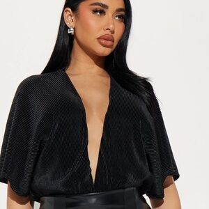 Fashion Nova Black Ribbed Bodysuit